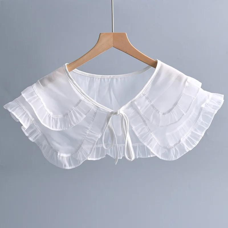White Black Detachable Collar Shawl Dress Blouse Fake Collar Shoulder Wraps Accessories Female Sweater False Collars Small Cape