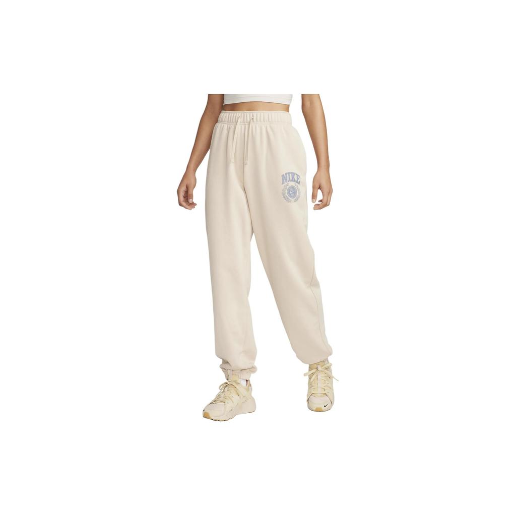 Nike Sportswear Club Fleece Letter Print Jogger Pants Women bottoms Ivory HF4505-126