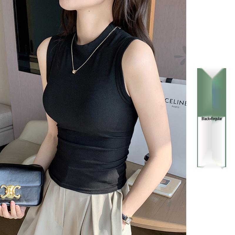 H520 Женская майка без рукавов в рубчик с круглым вырезом - Скрывает жир под мышками, Идеально подходит в качестве топа или нижнего белья