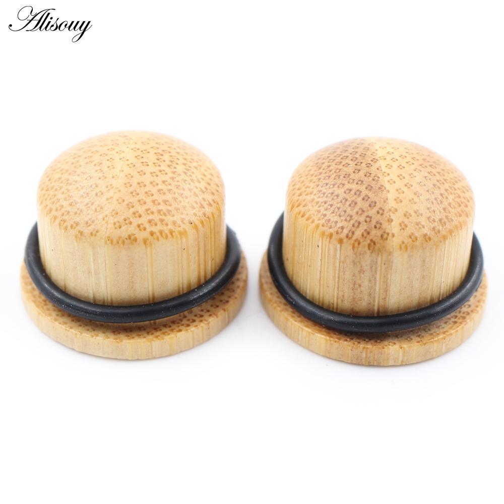 Alisouy 2PCS натуральное дерево твердые пули цилиндрические ушные калибры конические заглушки туннельный расширитель растяжитель серьги пирсинг украшения для тела