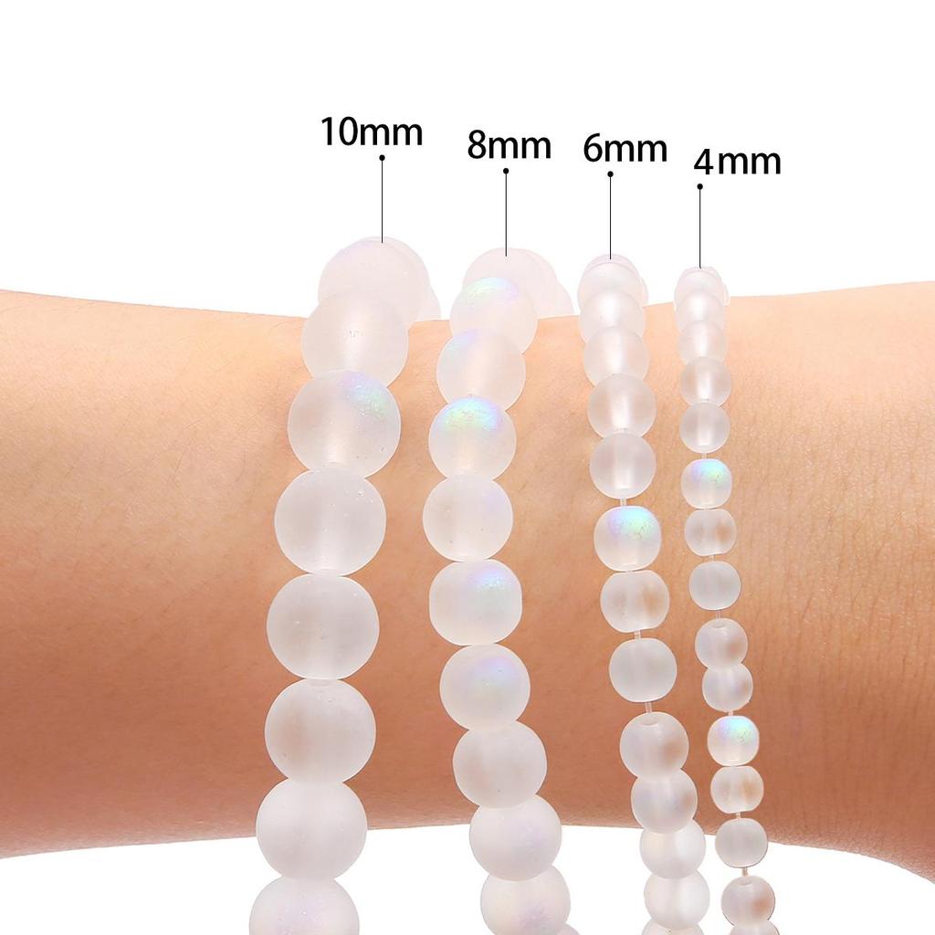 4/6/8/10 мм блестящие прозрачные стеклянные бусины, матовое стекло, свободные бусины для изготовления ювелирных украшений, DIY палочка для волос, браслет, ожерелье, серьги