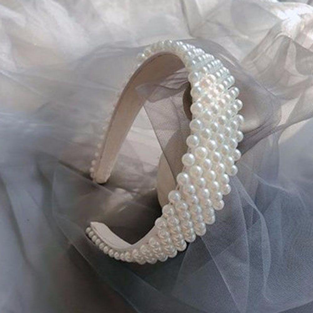 Минимализм Белый Головной убор Широкополая Элегантная Повязка на голову Жемчужная Повязка для волос Аксессуары для волос Обруч для головы