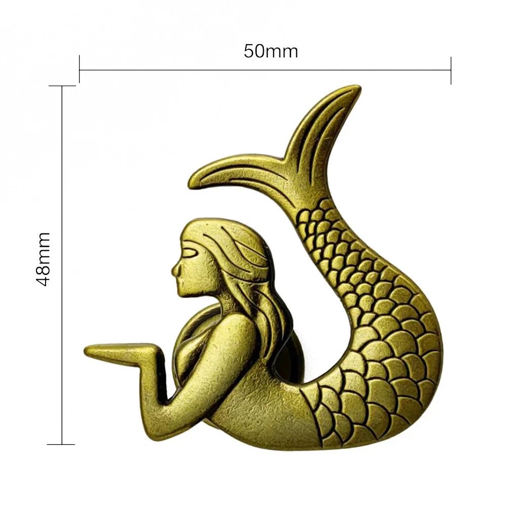 Ретро мебельная ручка Кнопка ящика Ручка дверцы шкафа Мебельная фурнитура Ручки-пуговицы в форме русалки Антикварные ручки для ящиков и шкафов