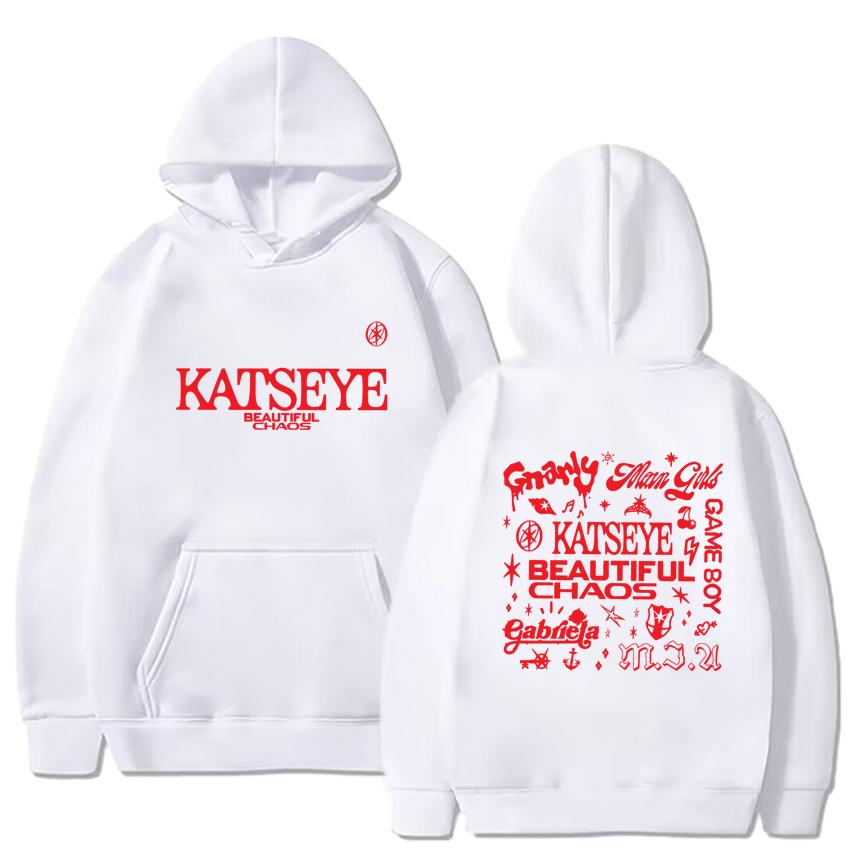 KATSEYE THE BEAUTIFUL CHAOS TOUR 2025 Принтованное худи мужское женское Gabriela с длинным рукавом потертый винтажный флис хип-хоп стритвир