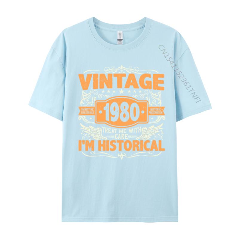 Slim Fit Tshirts 1980 Birthday Vintage 1980 Born In 1980 Made In 1980 T-shirts Normal Design Plain Cotton Mens Tops Tees