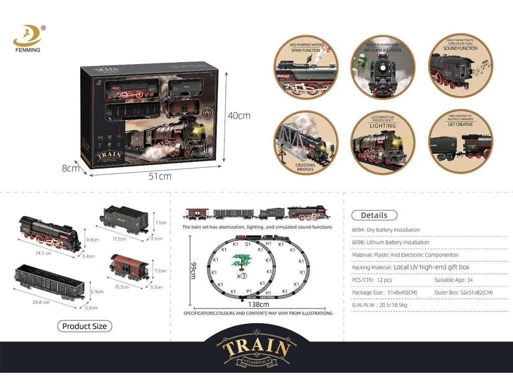 Набор ретро-паровоза - Электрическая игрушка для детей