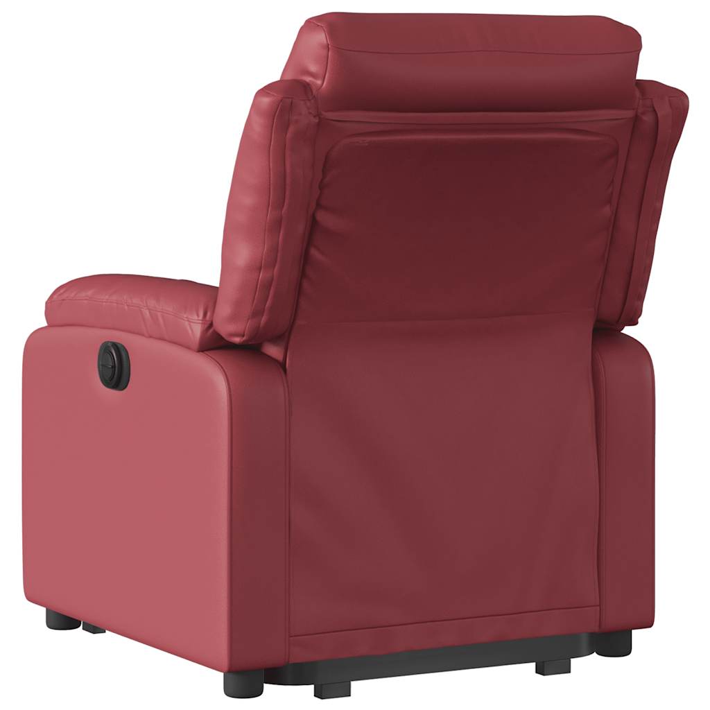 Recliner with Rising Aid Burgundy Artificial Leather