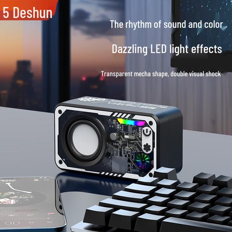 DESHUN Mini Mecha TWS Transparent RGB Bluetooth Speaker CN plug (adapter included)
