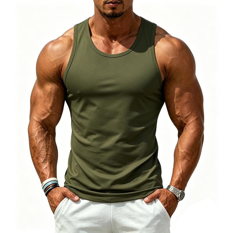 Men S Sleeveless Sports Vest Solid Color Casual Summer