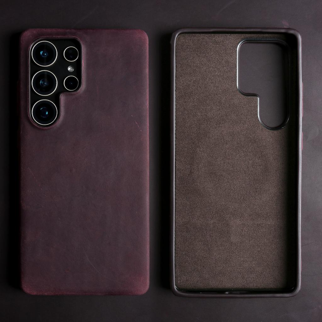 Crazy Horse Pattern Genuine Leather Case For Samsung Galaxy S2 Ultra S24 FE S23 Plus S22 S21 S20 Note 20 Ultra Back Cover Case
