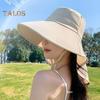 Женская шляпа от солнца с большими полями, солнцезащитный дизайн, дышащая шляпа с защитой от ультрафиолета, однотонная, регулируемая, с завязками, шляпа для чая на открытом воздухе