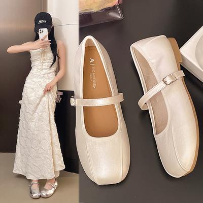 Туфли дуду летний темперамент с юбкой 2025 новые одинарные туфли женские балетки на плоской подошве французские вечерние туфли Мэри Джейн