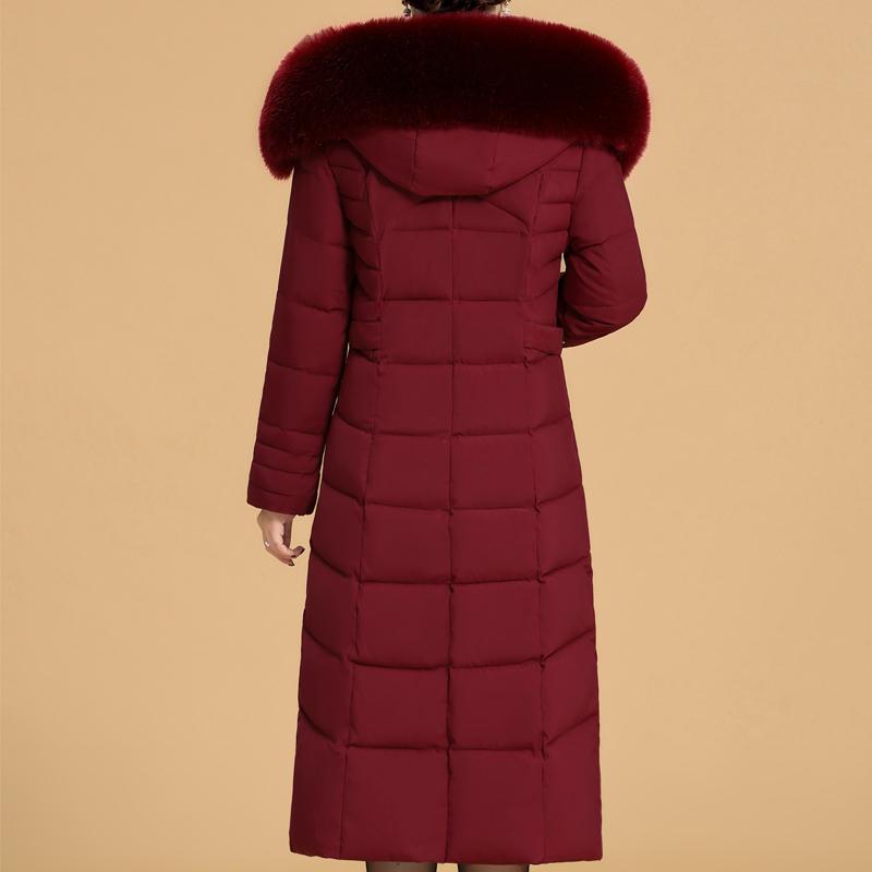 Большие размеры XL-6XL для женщин среднего возраста, длинные парки, зимние толстые теплые пальто с капюшоном, элегантные свободные женские куртки с воротником из искусственного меха