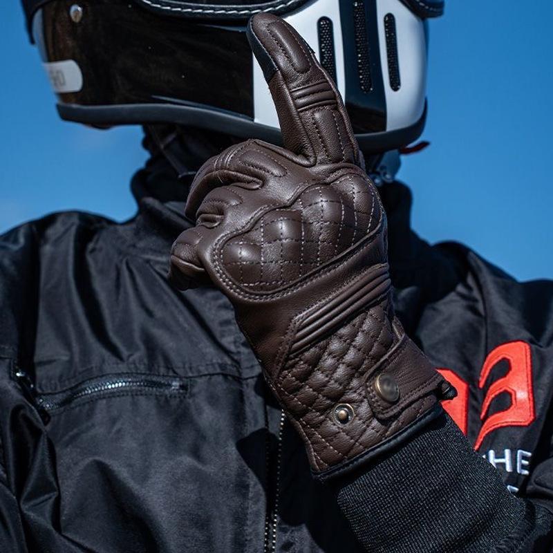 Motorcycle rider retro fall-proof autumn/winter genuine leather road bike riding gloves