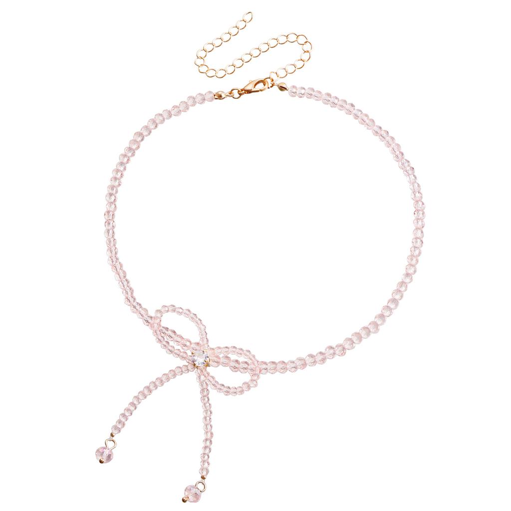 Jewelry Temperament Beaded Black Crystal Bow Necklace Choker Simple Handmade Necklace