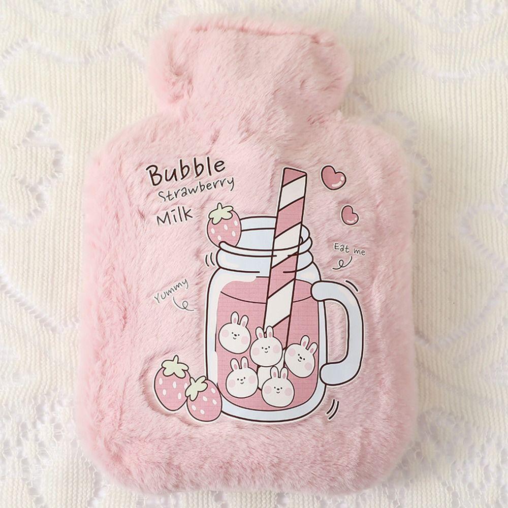 Cartoon 500ml Tummy Warmers Hot Water Bottle Hand Warmer Hot Water Bag Plush Cover
