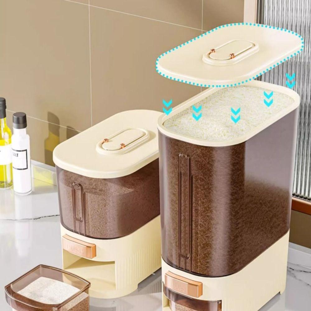 Герметичный контейнер для риса большой вместимости 6/11 кг, ведро для хранения порошка, новая кухонная коробка для хранения