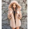 Осеннее и зимнее пальто с искусственным мехом лисы, женское модное пальто с капюшоном для отдыха, средней длины, с вышивкой
