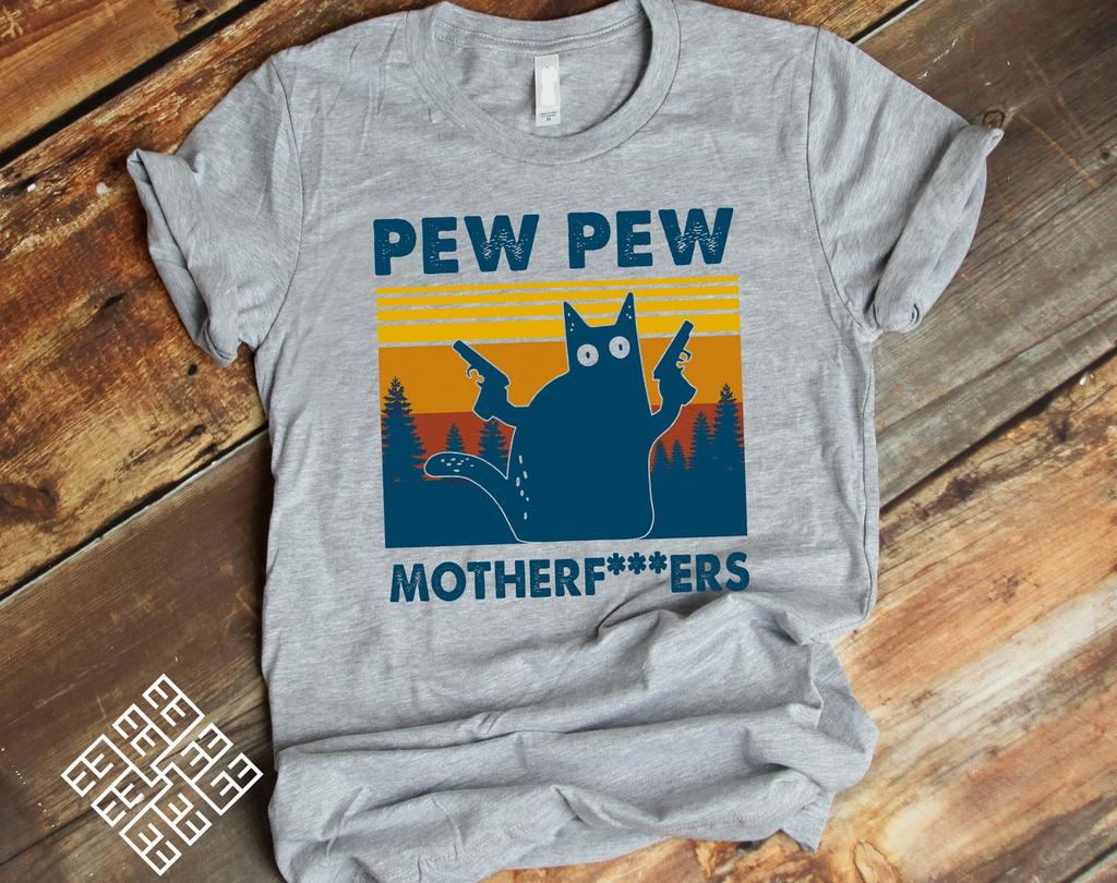 Pew Pew Madafakas Cute Star Wars Movie Fan T shirt, Funny Pew Pew Motherfucker T shirt Gift, Pew Pew Cat Meme Tee, Crazy Cat Owners Tee