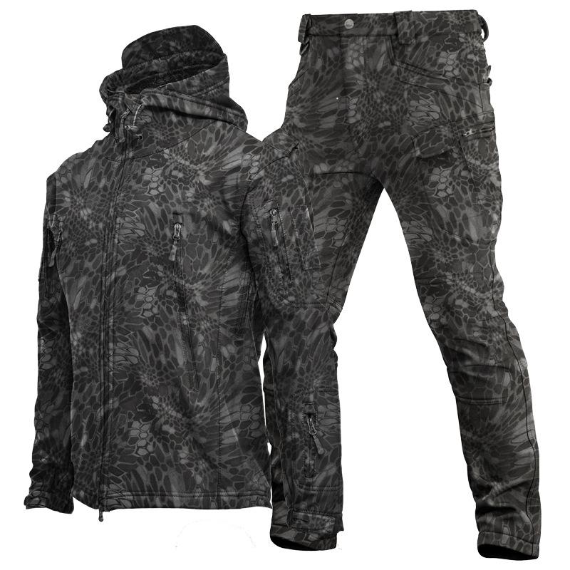 New Hunting Clothes Camouflage Clothing Military Uniform Combat Suit Soft Shell Waterproof Tactical Jacket + Pants for Camping Hiking