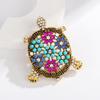 Vintage Turtle Brooch for Women Unisex Rhinestone Swimming Sea Animal Party Casual Corsages Pins Gifts