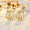 Простые трехрядные микро-закрепленные циркониевые круглые пряжки для ушей, модные, изысканные, высококачественные, модные, универсальные серьги