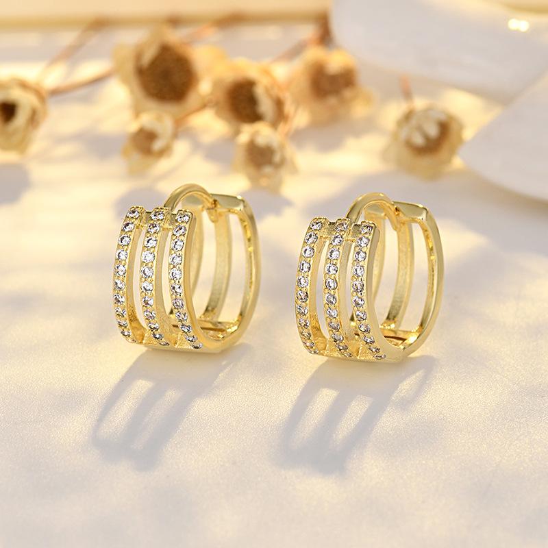 Простые и милые серьги-кольца многослойные с цирконием, металлические нишевые полые трехмерные растительные гипоаллергенные