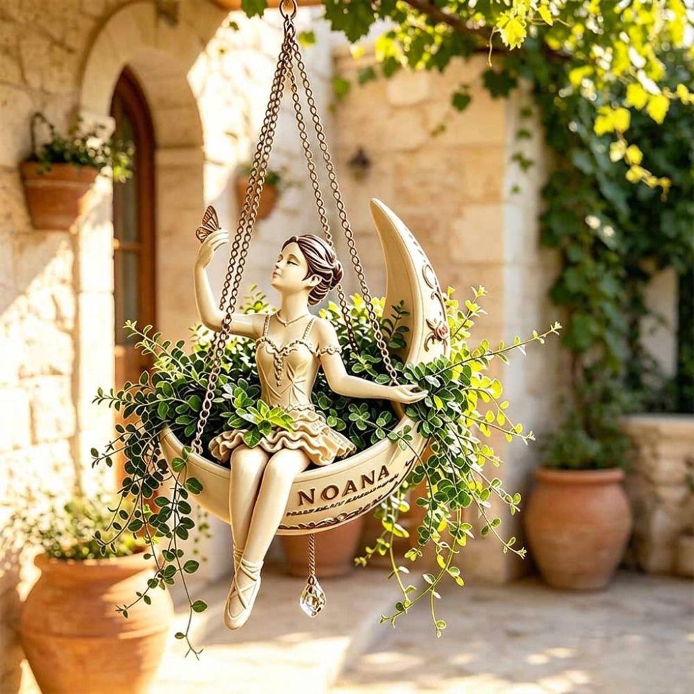 Whimsical Ballet Dancer Hanging Planter Resin Fairy Hanging Plant Basket Home Balcony