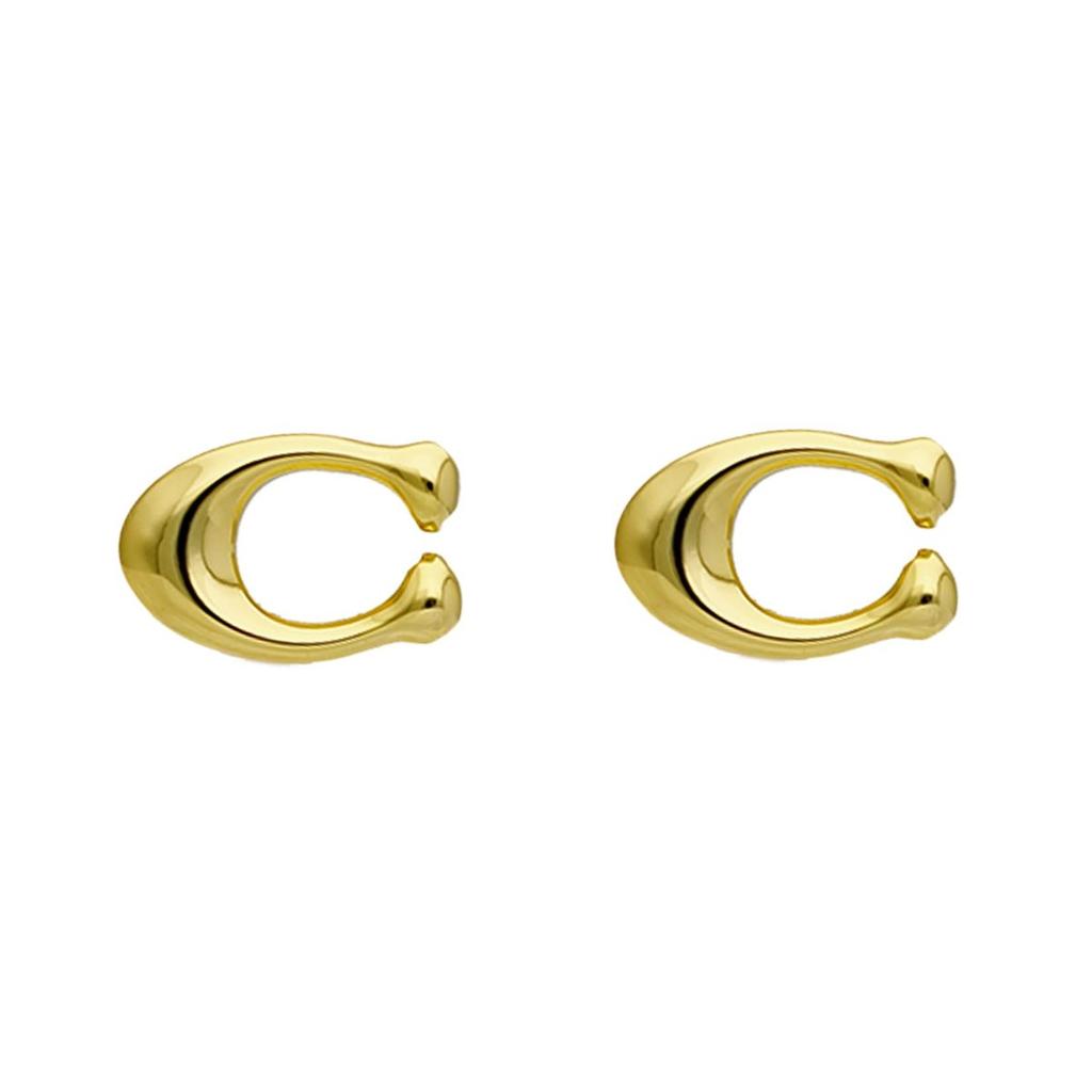 COACH Женские серьги-гвоздики с латунным логотипом C Элегантные Изящные Украшения Подарок GD710
