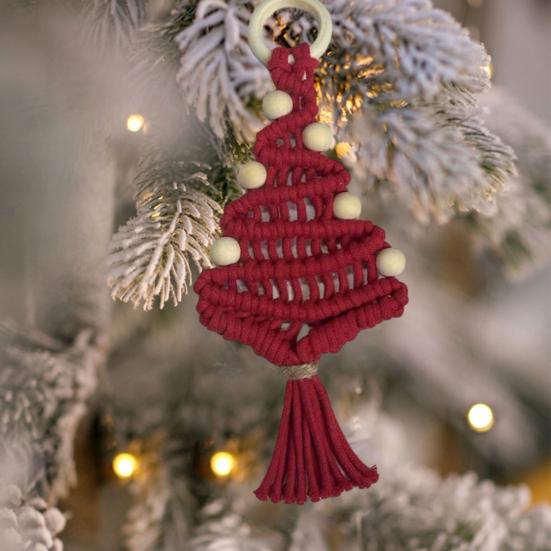 Подвеска из хлопковой веревки ручной работы в форме рождественской елки, плетеное настенное украшение для праздничного дома, торгового центра, бара, декора