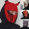 Hat Soft Halloween Funny Horns  Creative Knitted Hat Beanies Warm Full Face Cover Ski Mask Hat Windproof Balaclava Hat for Outdoor Sport