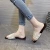Summer Women's Flat Shoes Fashion Woven Rhinestone Bling Open Toe Ladies Slippers Outdoor Wear Handmade Beach Slides for Woman43