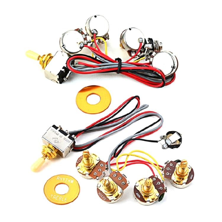 Готовый комплект проводки для гитары 3-позиционный A250K 2V 2T и гнездо Prewired Guitar Wiring Hareness