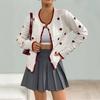 2026 Autumn/Winter Elegant European and American Cross Love Jacquard Color Block Cardigan Sweater for Women
