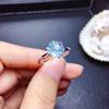 2Ct Firework Cut Sky Blue Topaz Ring for Women Sparkling Adjustable Open Ring