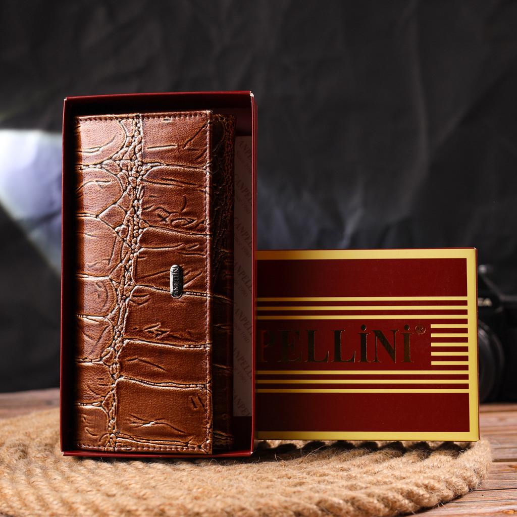 Необычный Женский кошелек из натуральной фактурной кожи CANPELLINI Wallet 21652 Коричневый