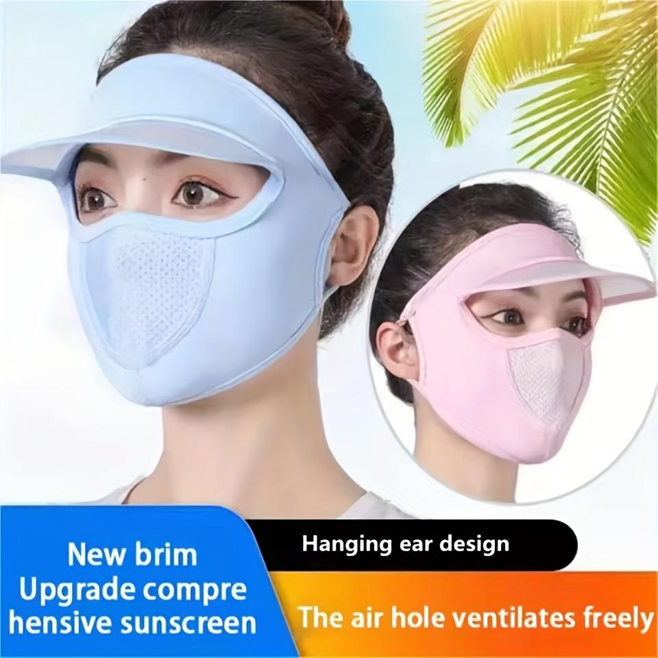 Summer Sun Protection Face Covering with Visor - Breathable Polyester Face Scarf, Elastic Fit, Sun-Proof, Washable Full Face Mask for Going OutC