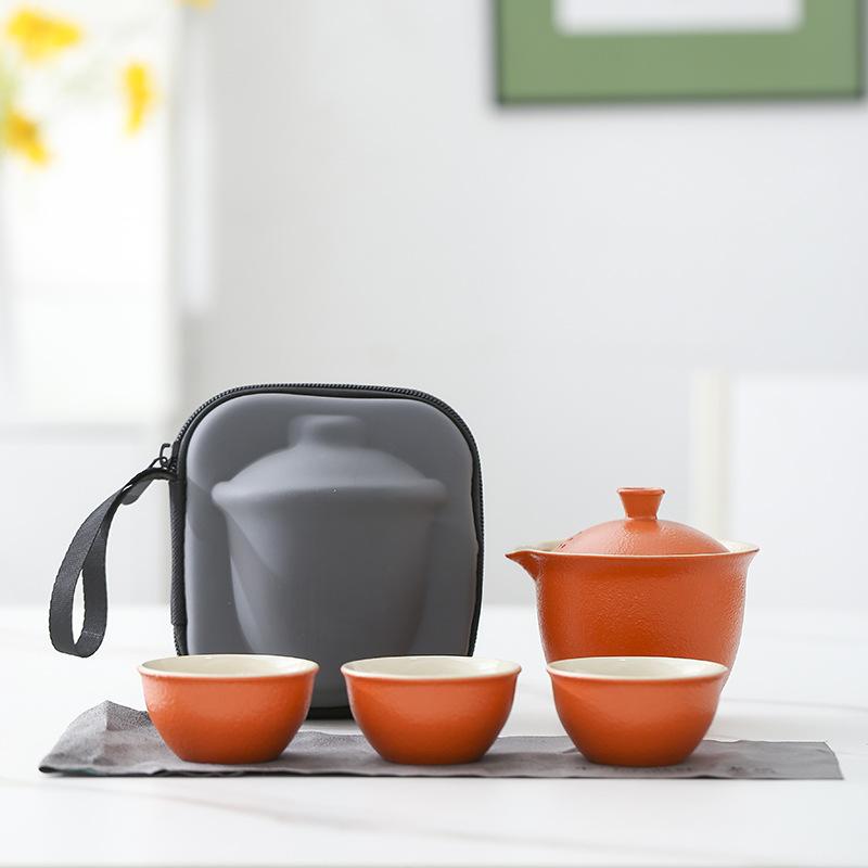 Travel Tea Set Kuaike Cup Portable Outdoor Tea Cup One Pot Three Cups Teapot Souvenir Light Luxury Gift