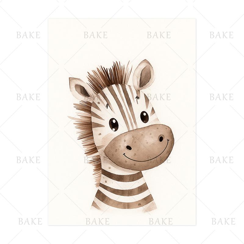 Cute Jungle Lion Giraffe Elephant Monkey Tiger Zebra Animal Wall Art Print Canvas Safari Nursery Posters for Kids Room Decor