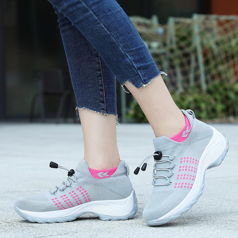 Fashion Women Shoes Running Increased Fly Weaving Sneakers Non Slip Casual Shoes 5 Color Size 35-45