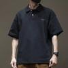 Японская винтажная дышащая влагоотводящая мужская рубашка поло свободного кроя - немнущаяся повседневная спортивная рубашка с коротким рукавом и воротником