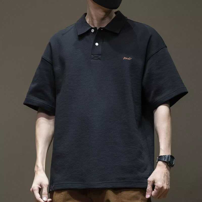 Японская винтажная дышащая влагоотводящая мужская рубашка поло свободного кроя - немнущаяся повседневная спортивная рубашка с коротким рукавом и воротником