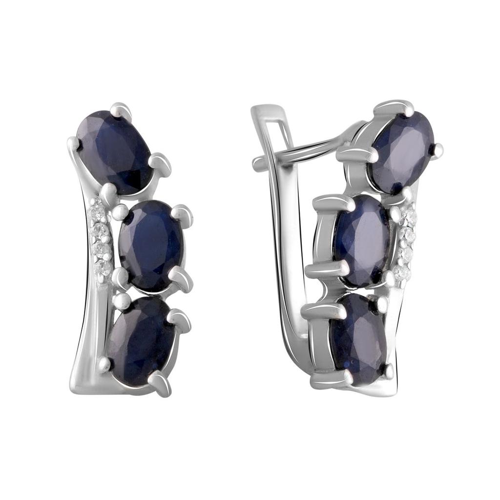Silver Earrings with Natural Sapphire 1.1ct (2050360)