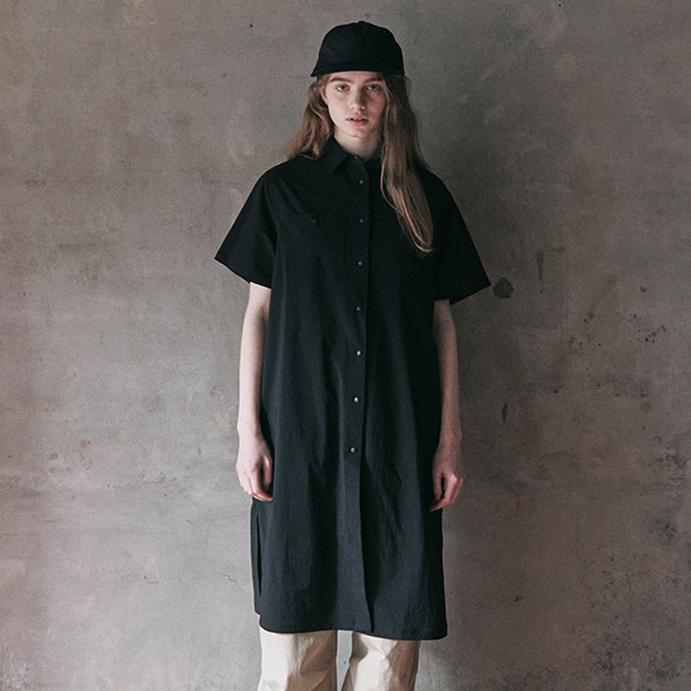 MARKM Women'S Nylon Pocket Short Sleeve Shirt Dress (Mibac5554)