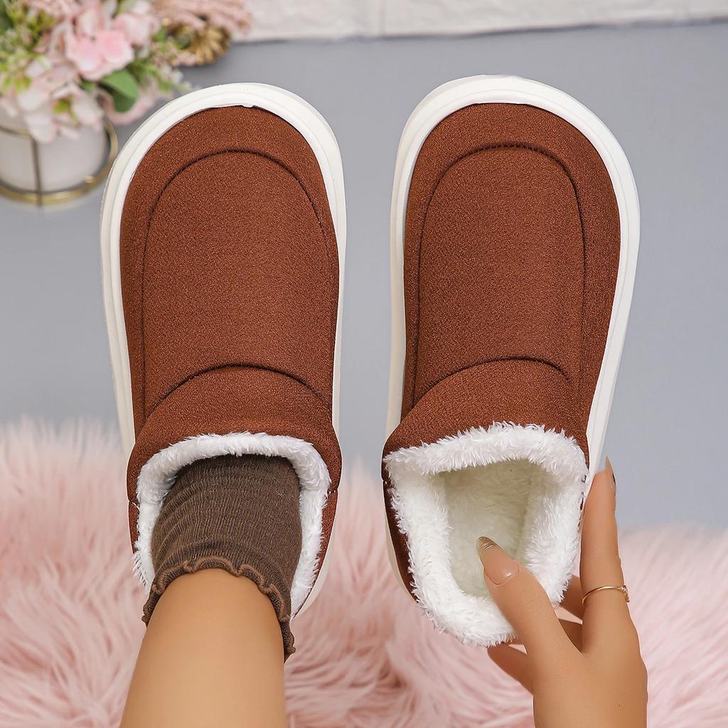 Мода 2024 Новые Слипоны Удобные На толстой подошве Повседневные Холодостойкие Женские Ботинки Зимняя Мода Круглый носок На плоском каблуке Теплые Снежные Ботинки