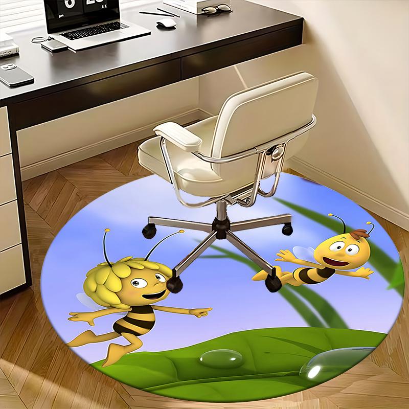 Коврик для стула 'Bee Happy' - Круглый ковер для домашнего декора, офисного использования, идея для подарка - Подходит для спальни