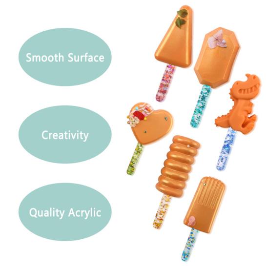 10 шт., акриловые палочки для мороженого, многоразовые формы для льда, палочки для мороженого, безопасные палочки для мороженого для детей, сделай сам, мороженое, торт, конфеты, изготовление пустыни, поделки