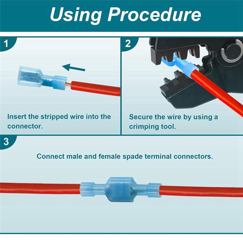 A20F-280PCS Spade Connector Kit, 22-10AWG Quick Disconnect Wire Connectors, Nylon Insulated Spade Terminal Connectors