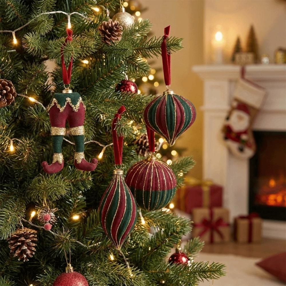 Plush Texture Christmas Ornament Ball Hand-Flocked Hanging Tree Decoration for Christmas Tree