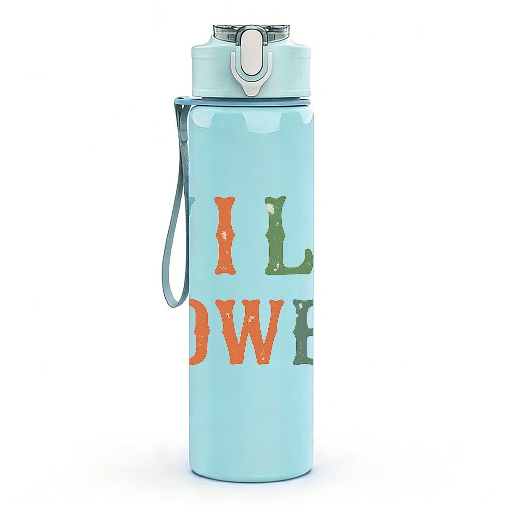 1PC Wild Midwest Color Text Print 750ml Color Plastic Sports Water Bottle Leakproof Flip Straw Lid Suitable for Sports Office Home Use